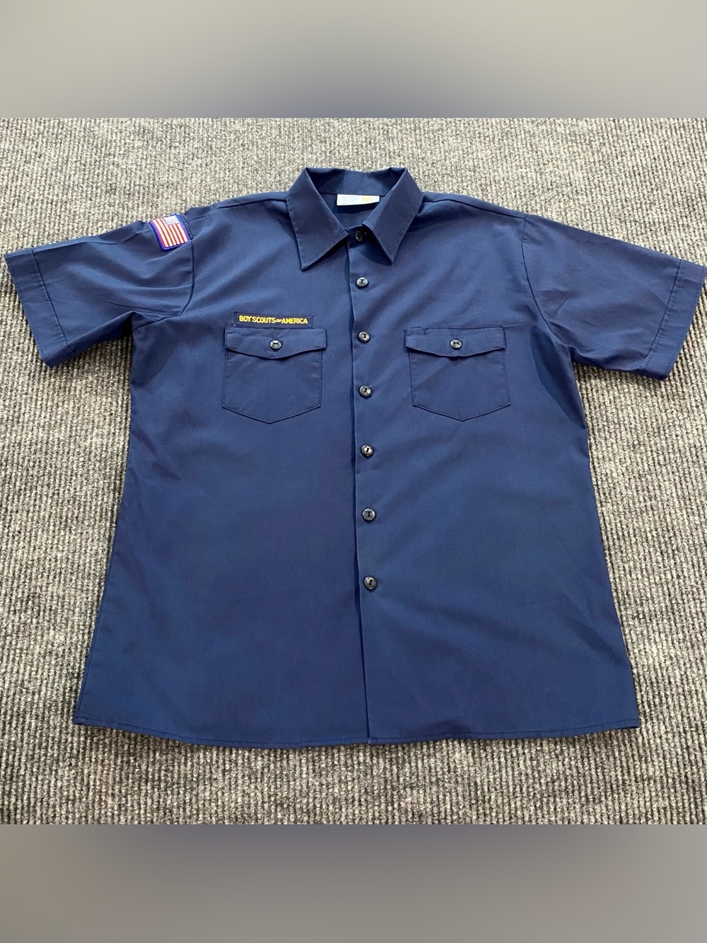 Boy Scouts Of America Uniform Shirt Youth 2 X-Large Navy Blue Short Sleeve